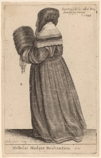 Adellijke vrouw uit Brabant door Wenceslaus Hollar