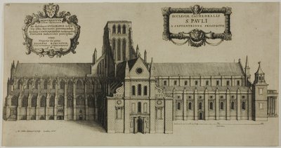 Oude Sint-Pauluskathedraal vanuit het noorden door Wenceslaus Hollar