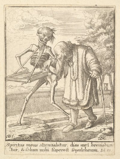 Oude man, uit de Dans van de Dood, 1651 door Wenceslaus Hollar