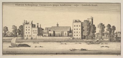 Palatium Archiepiscopi Cantuariensis prope Londinum vulgo Lambeth House Lambeth House: P..., 1647 door Wenceslaus Hollar
