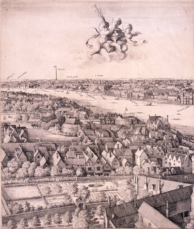Panoramisch uitzicht op Londen door Wenceslaus Hollar