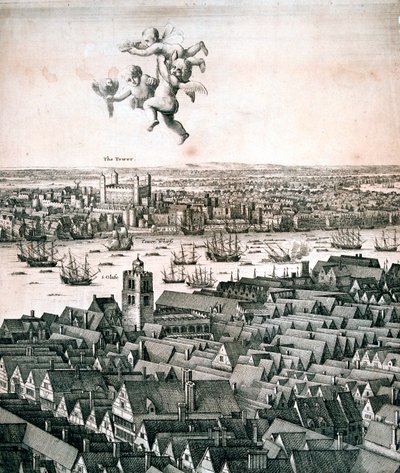 Panoramisch uitzicht op Londen, ca. 1670 door Wenceslaus Hollar