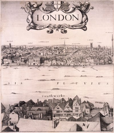 Panoramisch uitzicht op Londen door Wenceslaus Hollar