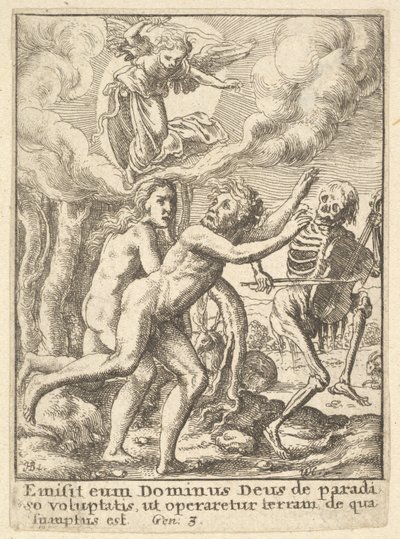 Het Verloren Paradijs, uit de Dans van de Dood, 1651 door Wenceslaus Hollar