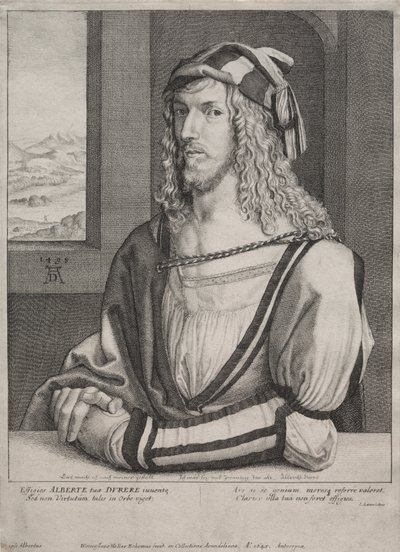 Portret van Albrecht Dürer, op 26-jarige leeftijd door Wenceslaus Hollar