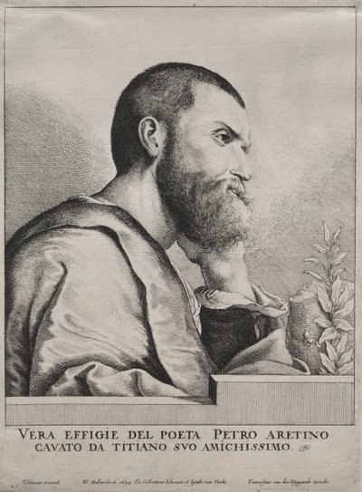 Portret van Pietro Aretino, 1649 door Wenceslaus Hollar