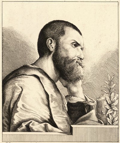 Portret van Pietro Aretino als jonge man, ca. 1650 door Wenceslaus Hollar