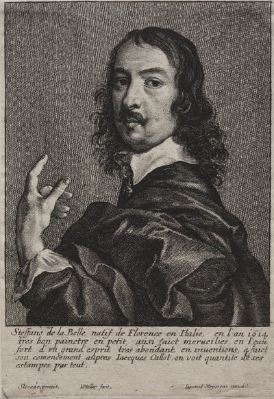 Portret van Stefano della Bella door Wenceslaus Hollar