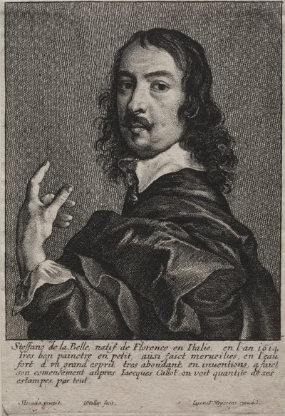 Portret van Stefano della Bella door Wenceslaus Hollar