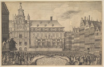 Afkondiging van het verdrag van Münster door Wenceslaus Hollar