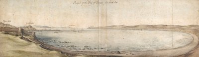 Uitzicht op de Baai van Tanger vanuit het zuidoosten, midden 17e eeuw door Wenceslaus Hollar