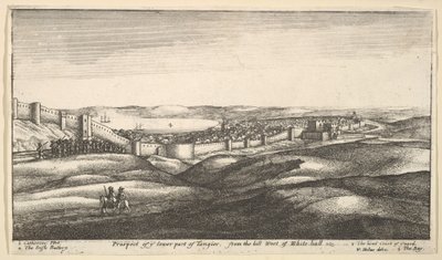 Uitzicht op het onderste deel van Tanger, vanaf de heuvel ten westen van White-hall, 1669-73 door Wenceslaus Hollar
