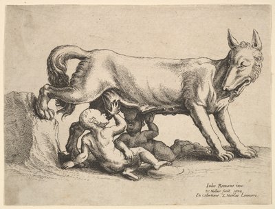 Romulus en Remus, 1652 door Wenceslaus Hollar