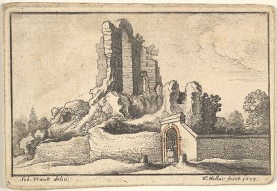 Ruïnes en een afgesloten poort op de Esquilijnse Heuvel in Rome door Wenceslaus Hollar