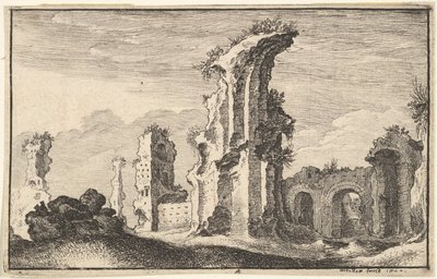 Ruïnes van St Croix de Jerusalem, 17e eeuw door Wenceslaus Hollar