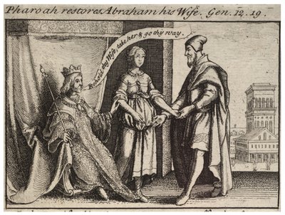 Sarah hersteld aan Abraham. Staat 2 door Wenceslaus Hollar