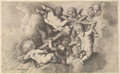 Zeven putti die het kruis dragen, 1646 door Wenceslaus Hollar