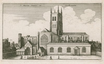 St. Mary Overies, Southwark, Londen; tekening gedateerd 1647 door Wenceslaus Hollar