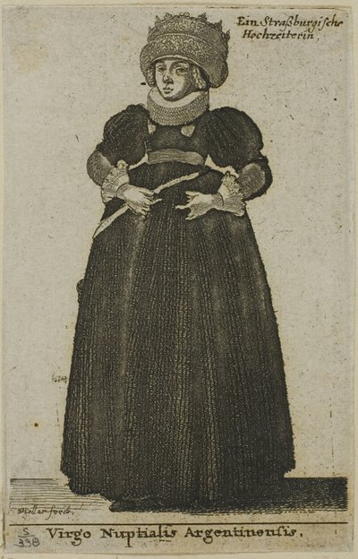 Vrouw uit Straatsburg in Trouwjurk door Wenceslaus Hollar