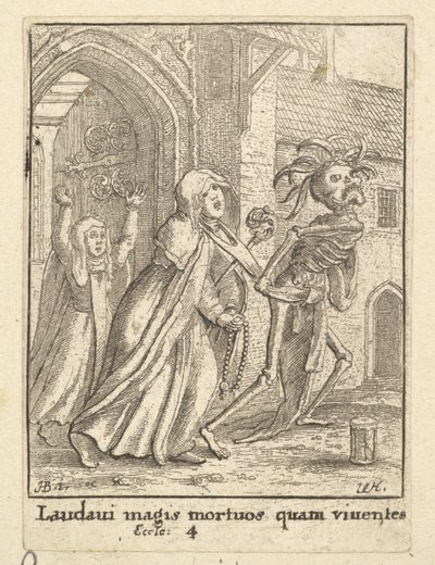 De abdis, uit de Dans van de Dood, 1651 door Wenceslaus Hollar