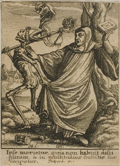 De Abt en de Dood door Wenceslaus Hollar