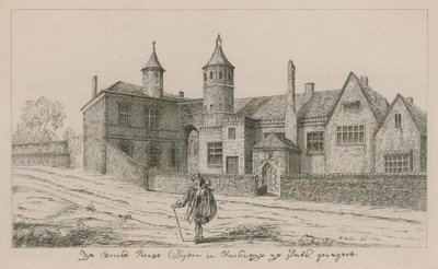 Het Brooke House, Clopton in Hackney, het zuidelijke aspect door Wenceslaus Hollar