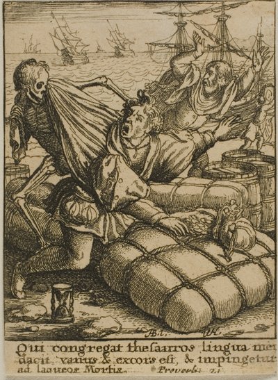 De koopman en de dood door Wenceslaus Hollar