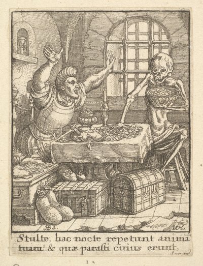 De vrek, uit de Dodendans, 1651 door Wenceslaus Hollar