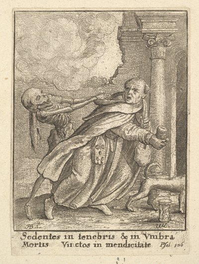 De monnik, uit de Dans van de Dood, 1651 door Wenceslaus Hollar