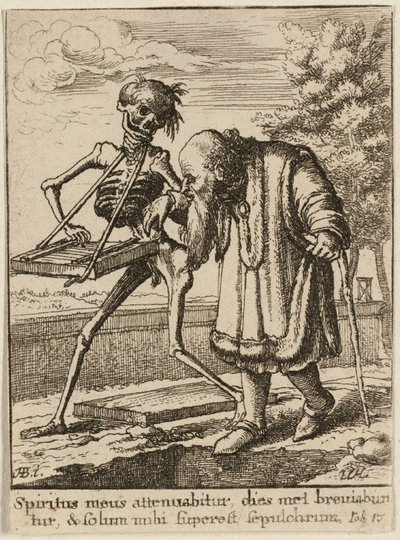 De oude man en de dood door Wenceslaus Hollar