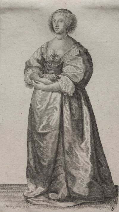 De verschillende gewoonten van Engelse vrouwen, van de adel tot de plattelandsvrouwen zoals ze in deze tijden zijn: De vrouw met bloemen door Wenceslaus Hollar
