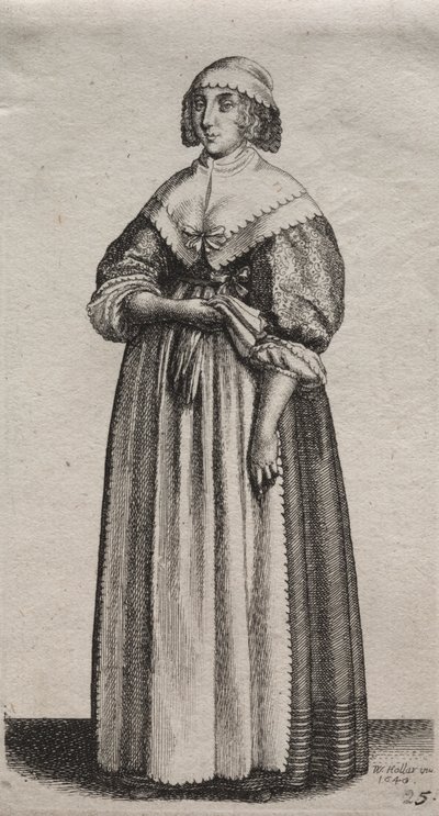 De verschillende gewoonten van Engelse vrouwen, van de adel tot de plattelandsvrouwen zoals ze in deze tijden zijn: De vrouw met handschoenen door Wenceslaus Hollar
