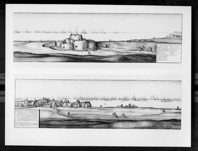 De stad en het kasteel van Deal, Kent door Wenceslaus Hollar