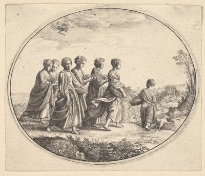 De dochters van Aglaura, Mercurius en Herse, ca. 1646 door Wenceslaus Hollar