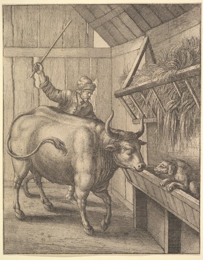 De hond in de kribbe uit illustratie bij John Ogilby