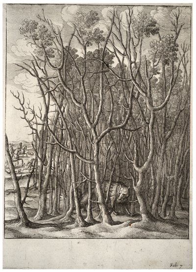 De vos en de doornstruik door Wenceslaus Hollar