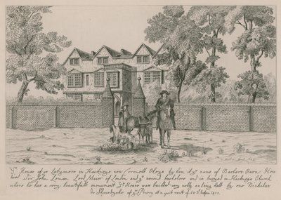 Het huis van de Latymere in Hackney door Wenceslaus Hollar