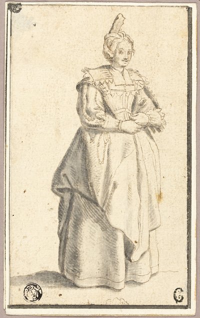 De Dame met de Kleine Opgeheven Hoed, naar een Prent uit La Noblesse door Wenceslaus Hollar