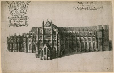 Het noordelijke uitzicht van de kloosterkerk van Westminster, Londen door Wenceslaus Hollar