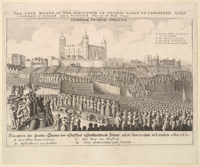 De ware manier van de executie van Thomas Graaf van Strafford, 1641 door Wenceslaus Hollar