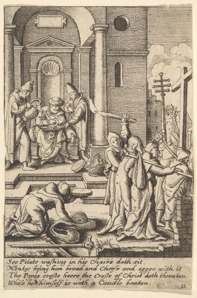 Het handen wassen, 1625-77 door Wenceslaus Hollar