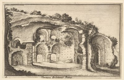 Thermaru diocletiani Ruïnes Baden van Diocletianus door Wenceslaus Hollar