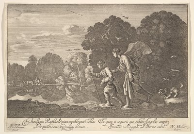 Tobias en de engel, 1644-52 door Wenceslaus Hollar