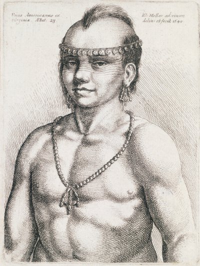 Drieëntwintigjarige Indiaan uit Virginia, gravure door Wenceslaus Hollar (1607-1677) door Wenceslaus Hollar