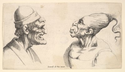 Twee misvormde hoofden door Wenceslaus Hollar