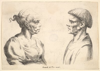 Twee hoofden door Wenceslaus Hollar