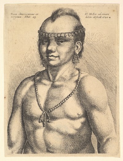 Unus Americanus ex Virginia Een Amerikaan uit Virginia, 1645 door Wenceslaus Hollar
