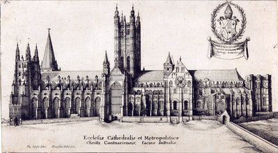 Zicht op de kathedraal van Canterbury vanuit het zuiden, ca. 1638-66 door Wenceslaus Hollar