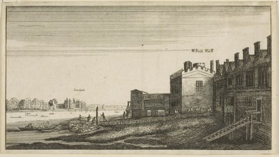 Uitzicht op Lambeth Palace vanaf de rivier bij Whitehall Stairs door Wenceslaus Hollar
