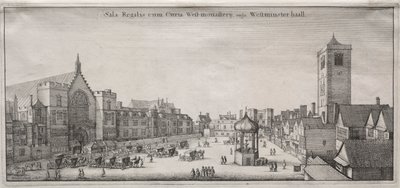 Uitzicht op Londen: New Palace Yard met Westminster Hall, en het Klokhuis, 1647 door Wenceslaus Hollar